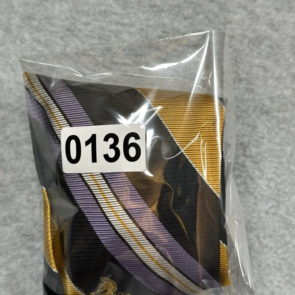 Vintage Kings Road Neck Tie Mens Mogador Stripe‎ Yellow Purple Sears 54x4
